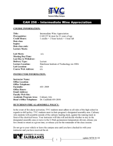 CAH 258 – Intermediate Wine Appreciation