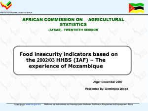 Food insecurity indicators based on the 2002/03 HHBS (IAF) – The