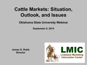 Cattle Markets: Situation, Outlook, and Issues Oklahoma State University Webinar September 9, 2014