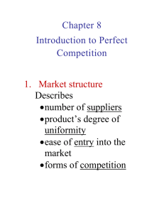Chapter 8 Introduction to Perfect Competition
