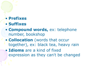 Prefixes Suffixes Compound words, number, bookshop