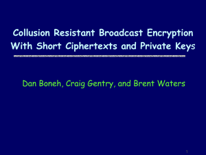 Collusion Resistant Broadcast Encryption With Short Ciphertexts and Private Key 1