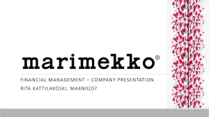 FINANCIAL MANAGEMENT – COMPANY PRESENTATION RITA KAT TILAKOSKI, MA4N0207