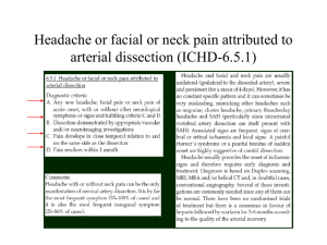 Headache or facial or neck pain attributed to arterial dissection (ICHD-6.5.1)