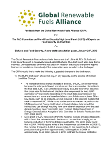 Feedback from the Global Renewable Fuels Alliance (GRFA) For