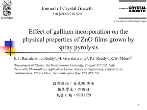 Effect of gallium incorporation on the spray pyrolysis Journal of Crystal Growth