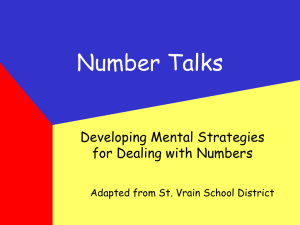 Number Talks Developing Mental Strategies for Dealing with Numbers