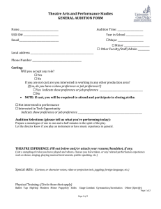 Theatre Arts and Performance Studies GENERAL AUDITION FORM