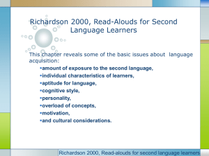 Richardson 2000, Read-Alouds for Second Language Learners