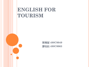 ENGLISH FOR TOURISM 498C0049 498C0063