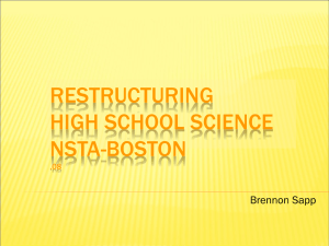 RESTRUCTURING HIGH SCHOOL SCIENCE NSTA-BOSTON Brennon Sapp