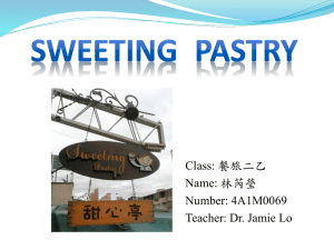 Class: 餐旅二乙 Name: 林芮瑩 Number: 4A1M0069 Teacher: Dr. Jamie Lo