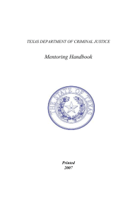 Mentoring Handbook  TEXAS DEPARTMENT OF CRIMINAL JUSTICE Printed