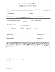 SHIFT ASSIGNMENT FORM Texas Department of Criminal Justice