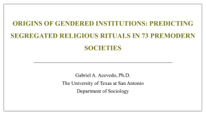 ORIGINS OF GENDERED INSTITUTIONS: PREDICTING SEGREGATED RELIGIOUS RITUALS IN 73 PREMODERN SOCIETIES
