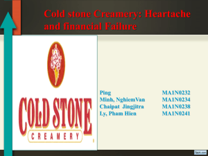 Cold stone Creamery: Heartache and financial Failure Ping MA1N0232