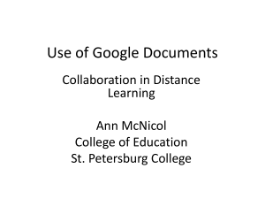 Use of Google Documents Collaboration in Distance Learning Ann McNicol