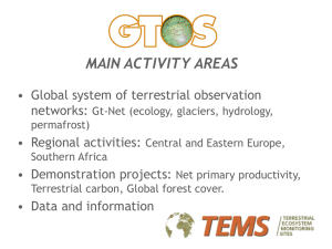 MAIN ACTIVITY AREAS • Global system of terrestrial observation networks: • Regional activities: