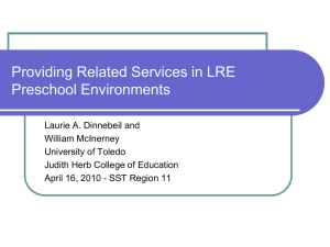 Providing Related Services in LRE Preschool Environments