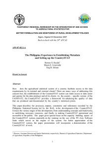 The Philippine Experience in Establishing Metadata and Setting up the CountrySTAT