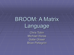 BROOM: A Matrix Language Chris Tobin Michael Weiss