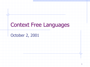 Context Free Languages October 2, 2001 1