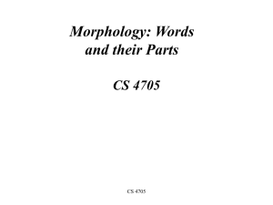 Morphology: Words and their Parts CS 4705