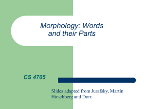 Morphology: Words and their Parts CS 4705 Slides adapted from Jurafsky, Martin