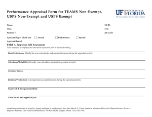 Performance Appraisal Form for TEAMS Non-Exempt, USPS Non-Exempt and USPS Exempt