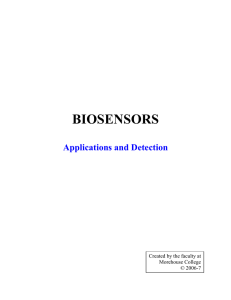 BIOSENSORS  Applications and Detection Created by the faculty at