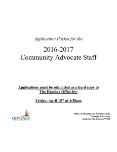 2016-2017 Community Advocate Staff Application Packet for the