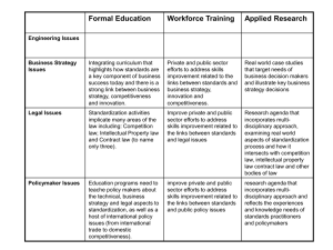 Formal Education Workforce Training Applied Research