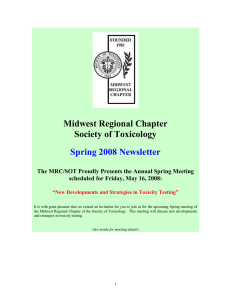 Midwest Regional Chapter Society of Toxicology Spring 2008 Newsletter