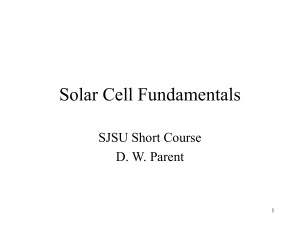 Solar Cell Fundamentals SJSU Short Course D. W. Parent 1