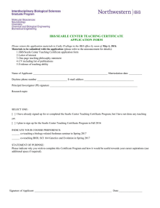 IBiS/SEARLE CENTER TEACHING CERTIFICATE APPLICATION FORM