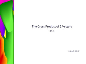 The Cross Product of 2 Vectors 11.3 JMerrill, 2010
