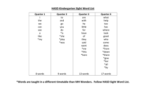 HASD Kindergarten Sight Word List