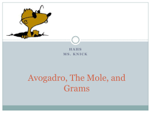 Avogadro, The Mole, and Grams H A H S