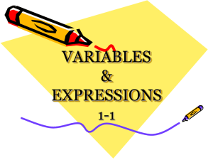 VARIABLES &amp; EXPRESSIONS 1-1