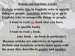Definite Indefinite English] refer to nonspecific things or people. I want to read