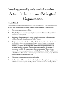 Scientific Inquiry and Biological Organization.