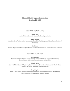 Financial Crisis Inquiry Commission October 20, 2009  Roundtable 1 (10:30-12:30)
