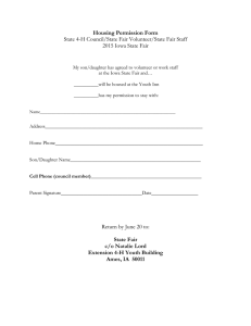 Housing Permission Form State 4-H Council/State Fair Volunteer/State Fair Staff
