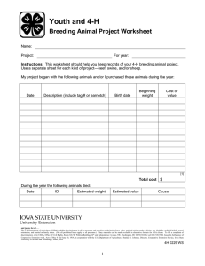 Youth and 4-H Breeding Animal Project Worksheet