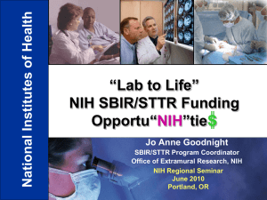 “Lab to Life” NIH SBIR/STTR Funding Opportu“ ”tie
