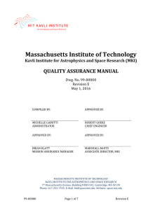 Massachusetts Institute of Technology QUALITY ASSURANCE MANUAL