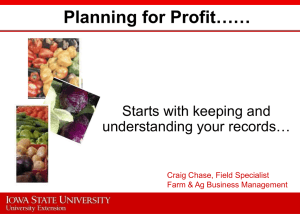 Planning for Profit…… Starts with keeping and understanding your records…
