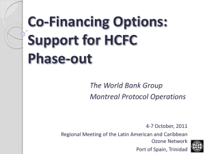 Co-Financing Options: Support for HCFC Phase-out The World Bank Group