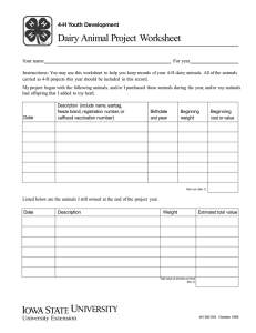 Dairy Animal Project Worksheet 4-H Youth Development