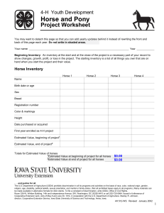 Horse and Pony Project Worksheet 4-H  Youth Development